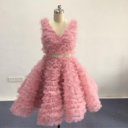 Fashion Short Party Dress,blush Pink Prom Dress,v..
