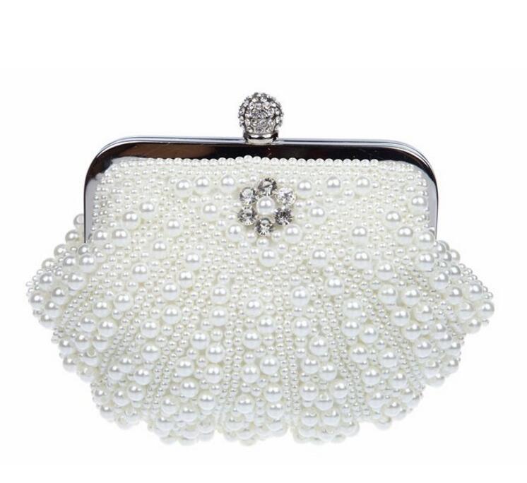 Women Wedding Bags And Evening Bag Faux Pearl Female Shell Beading Day Clutches Ladies Small Chains Hasp Handbags