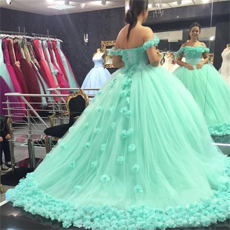 Mint Green Ball Gown Dress Sage Green Metallic Prom Dress 2019 Ball Gown  Floral Mint Green